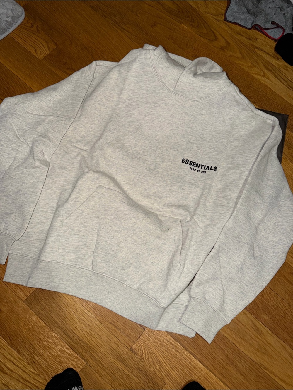 ESSENTIALS Light Heather Crewneck Sweatshirt in Gray with Logo